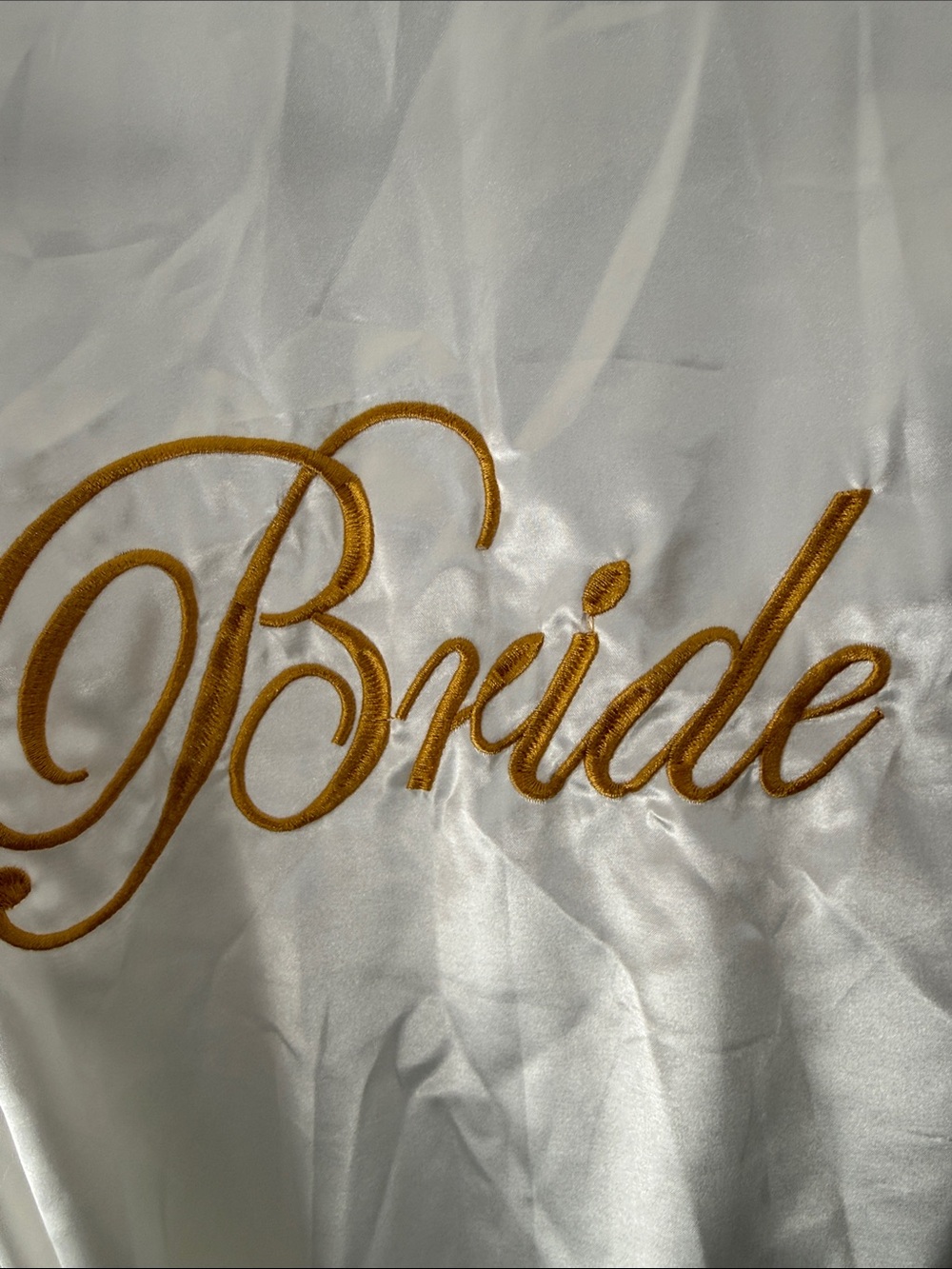 Bride Satin & Lace Robe with Gold Script - Picture 2 of 4